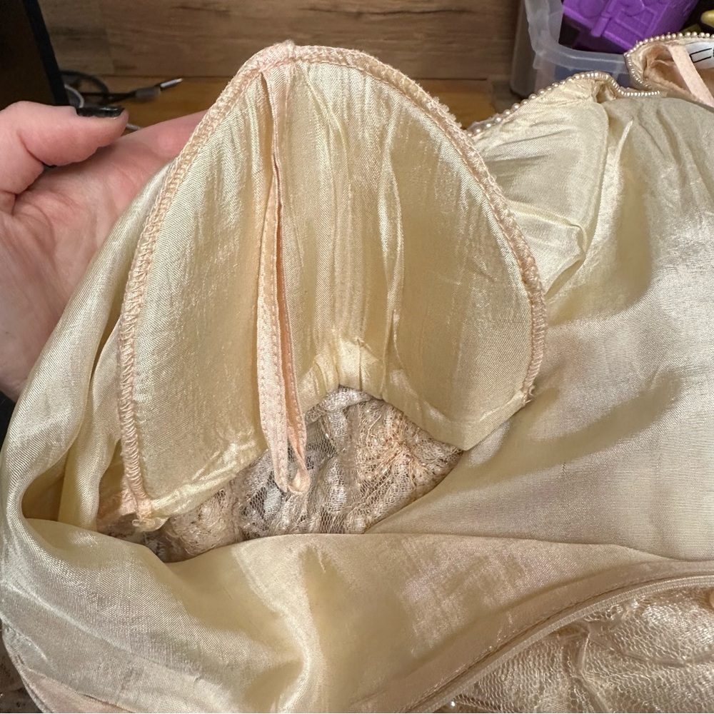 Scala Vintage beaded midi dress women’s 1x champagne mother of bride long sleeve - Picture 16 of 16